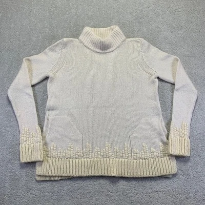 Suéter grande para mujer Sleeping On Snow mezcla de lana crema alpaca cuello alto tejido Foto 1 de 4