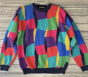 Bachrach Men’s Vintage Patchwork Pullover Sweater Size Med Multicolor Grandpa - Picture 1 of 6