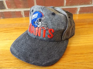 DE COLECCIÓN AÑOS 90 UNIVERSAL NFL NEW YORK GIANTS DENIM LAVADO A LA PIEDRA GORRA SNAPBACK OSFA - Imagen 1 de 6