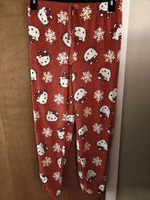 Pantalones de pijama Hello Kitty para mujer suaves copo de nieve Navidad talla pequeña usados una vez  Foto 1 de 4