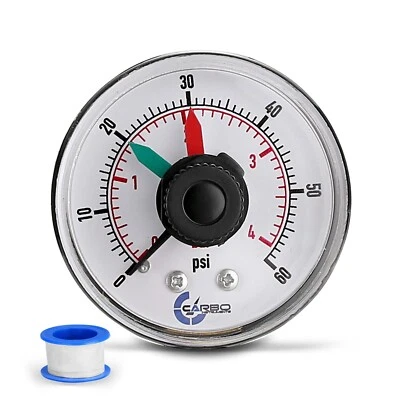 Pool Filter Pressure Gauge, 1/4" NPT, Back Mnt 0-60 PSI with Teflon - Image 1 of 4