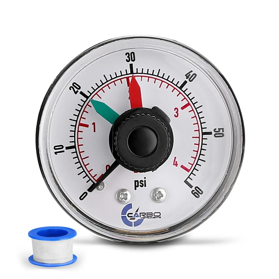 Pool Filter Pressure Gauge, 1/4" NPT, Back Mnt 0-60 PSI with Teflon - Image 1 of 4