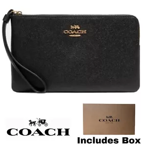 Portafoglio Coach GRANDE Donna Cerniera Ad Angolo Nero #3888 Nuovo - Foto 1 di 12