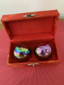 Set of Vintage Chinese Owl Baoding Balls with Chimes Original box (VB) - Picture 1 of 4