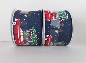 NEW (2) Celebrate it Rolls Wired Ribbon Blue Christmas Holiday 2.5" x 20' - Picture 1 of 5