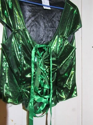 Disfraz de Halloween verde brillante con cordones crop top go clubbing Foto 1 de 4