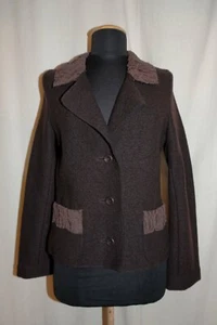 SUSAN BAUMGÄRTEL leichte Design Jacke Blazer Walkloden mit Spitze braun NEU - Bild 1 von 4