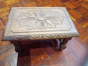 Carved top Solid Wooden Vintage Footstool, Step, Pot Stand - Picture 1 of 10