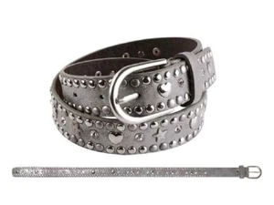 Girls Belt Anthracite with Heart and Star Studs 75 cm | Women Studs Belt - Picture 1 of 1