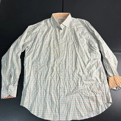 Camisa social Jack Stone por Thomas Dean 2XL laranja e branco botão para cima - Imagem 1 de 4