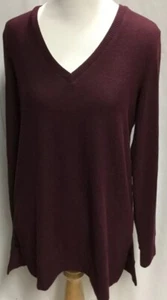 Lucky Brand NWT Ladies Burgundy Size S V-Neck Tunic Sweater Shirt Long Sleeves - Picture 1 of 6
