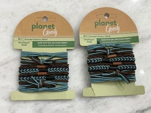 New 2 Pack Planet Goody Ouchless Bracelet Hair Tie Elastic 8Ct Teal Blue & Brown - Picture 1 of 2