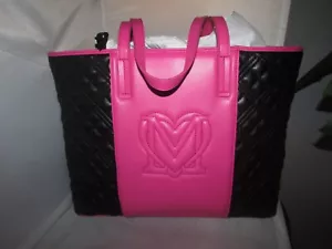 Love Moschino Pink & Black Quilted Medium Tote Shoulder Bag with Dust Bag NWT - Picture 1 of 8