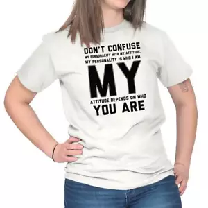 Don't Confuse My Personality Attitude Sassy Adult Short Sleeve Crewneck Tee - Picture 1 of 10