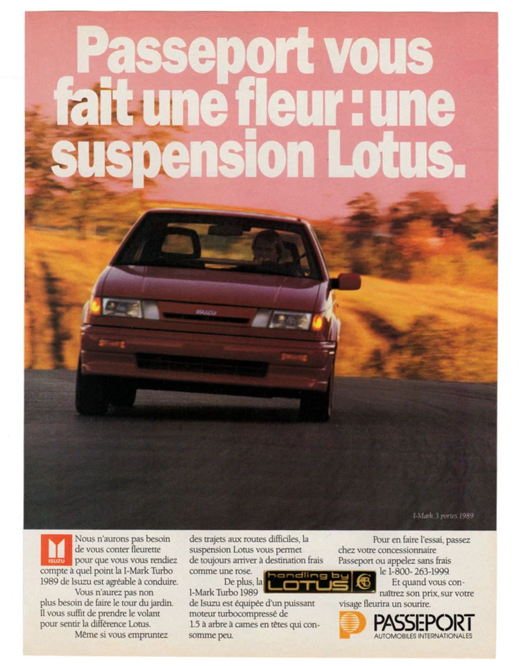 1989 ISUZU I-Mark Turbo Vintage Original Print AD - Red car photo road speed FR - Image 1 of 1