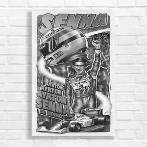 Ayrton Senna F1 Racing Legend Black White Canvas Print Large Picture Wall Art - Picture 1 of 5