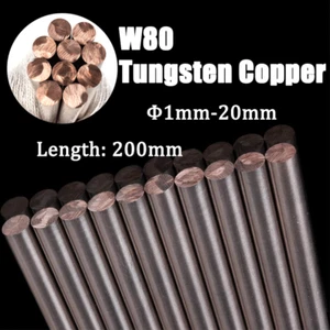 W80 Tungsten Copper Round Rod Metal Alloy Solid Bar Φ1mm - 20mm Length: 200mm - Picture 1 of 6