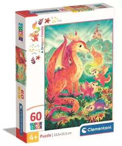 Clementoni Drachen Familie Supercolor Puzzle 60 Teile ab 4J. Kinderpuzzle - Photo 1/2