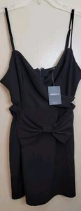 NWT Forever 21 Black Spaghetti Strap Dress With Bow Size Large - Picture 1 of 6
