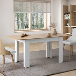 Oikiture 160cm Extendable Dining Table Kitchen Restaurant Cafe Table WoodenWhite - Picture 1 of 10