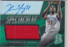 2013-14 Thaddeus Young Panini Spectra Green Holo AUTO JERSEY /199 - #3