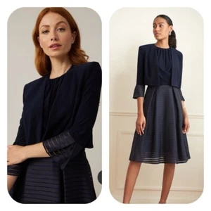 Joseph Ribkoff Signature Midnt Blue SplitCuff 3/4 Sleeve BoleroJacket Sz 10 NWT - Picture 1 of 8