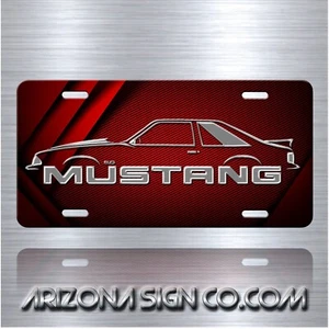 Mustang 5.0 Inspired Art on Cool Silver RED Aluminum License Plate Tag New - Picture 1 of 6