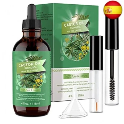 CUSMAY Aceite de Ricino 100% Puro - 118 ML de Aceite de Ricino Prensado en Frío