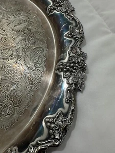Antique Round Footed Silver Plate Barker Ellis Serving Tray - Picture 1 of 7