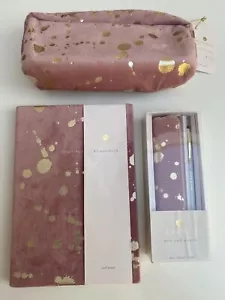WH SMITH Moderno Federmäppchen A5 Notizbuch Stift Konvolut NEU Rosa und Gold - Bild 1 von 5