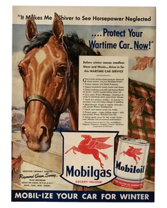 Mobilgas 1942 Segunda Guerra Mundial anuncio tiempo de guerra coche servicio gasóleo impresión vintage AD - Imagen 1 de 2