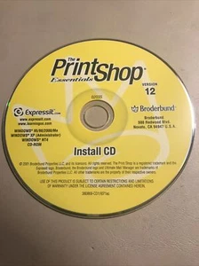 Software PC The Print Shop Essentials 12 Broderbund 2001 Disk Only No Tracking - Picture 1 of 2