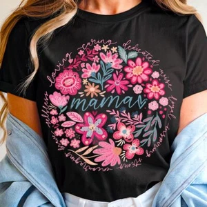 Boho Floral Mama T-Shirt,Mom Adjectives,She Is Mom,Abstract Floral,Mothers Day - Picture 1 of 5