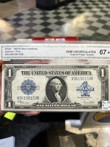 GEM UNC-67 * 1923 $1 DOLLAR HORSE BLANKET SILVER CERTIFICATE By CGA - Picture 1 of 12