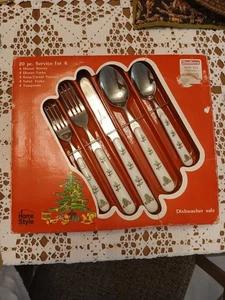 Vintage Weihnachten Besteck Service für 4 New Old Stock Stechpalmenblätter & Beeren - Bild 1 von 11