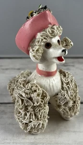 Vintage Wales Spaghetti Pudel Hund Figur mit rosa Pillendose Hut - Bild 1 von 8