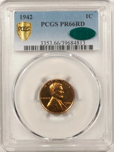 1942 PROOF LINCOLN CENT - PCGS PR-66 RD, CAC APPROVED! ATTRACTIVE & PQ! - Picture 1 of 3