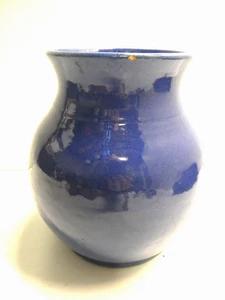 JOHN CAMPBELL TASMANIA ART DECO AUSTRALIAN POTTERY 2L BLUE GLAZE POT VASE - Picture 1 of 5