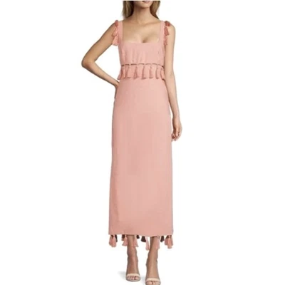 Antonio Melani  CiCi Tassel Maxi Dress Sz 8 Side Zipper Slits Lined Boho Artsy - Image 1 of 4