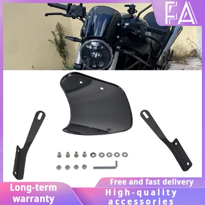 New Black Motorcycle Windscreen Universal 5–7" Round Headlight For Honda Foto 1 de 4