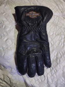 (1) LEFT HAND ONLY!!Harley Davidson Black Leather Motorcycle Riding Glove Sz L - Bild 1 von 8