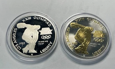 1983 P & P $1 US Los Angeles XXIII Olympiad Silver Dollar -90% Silver - Lot of 2 - Image 1 of 2
