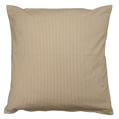 22" Pinstripe Beige Cotton Cushion Cover Woven 55x55cm Home Scatter Cushion - Image 1 of 3