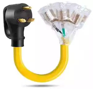 Adaptador de enchufe de distribución de cable de autocaravana de 30 amperios a 20 amperios adaptador de 3 clavijas, con Li - Imagen 1 de 5