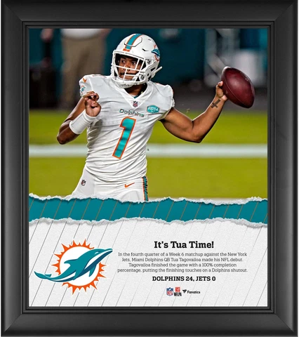 Tua Tagovailoa Miami Dolphins Framed 15x17 Tua Time Debut Collage Cover