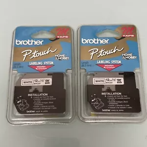 Brother M P Touch M231 Negro sobre Blanco Cinta PACK DE DOS 12mm 1/2" NUEVO NOS - Imagen 1 de 3