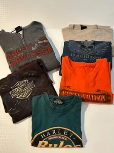 Vtg 90s Lot Of 7 HARLEY DAVIDSON Biker T-Shirts Large -2XL - One Single Stitched - Picture 1 of 24