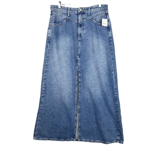 We The Free Come As You Are Denim Maxi Skirt 8 Sapphire Blue With Slit Classic - Picture 1 of 15