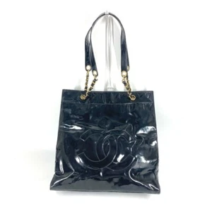 CHANEL CC Mark Bag Double Chain Bag Tote Bag Shoulder Bag Patent Leather Black - Bild 1 von 12