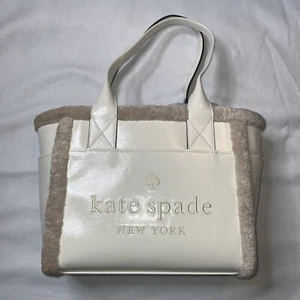 Kate Spade Women Meringue Jett Faux Shearling Large Tote / Strap Not Included - Picture 1 of 11